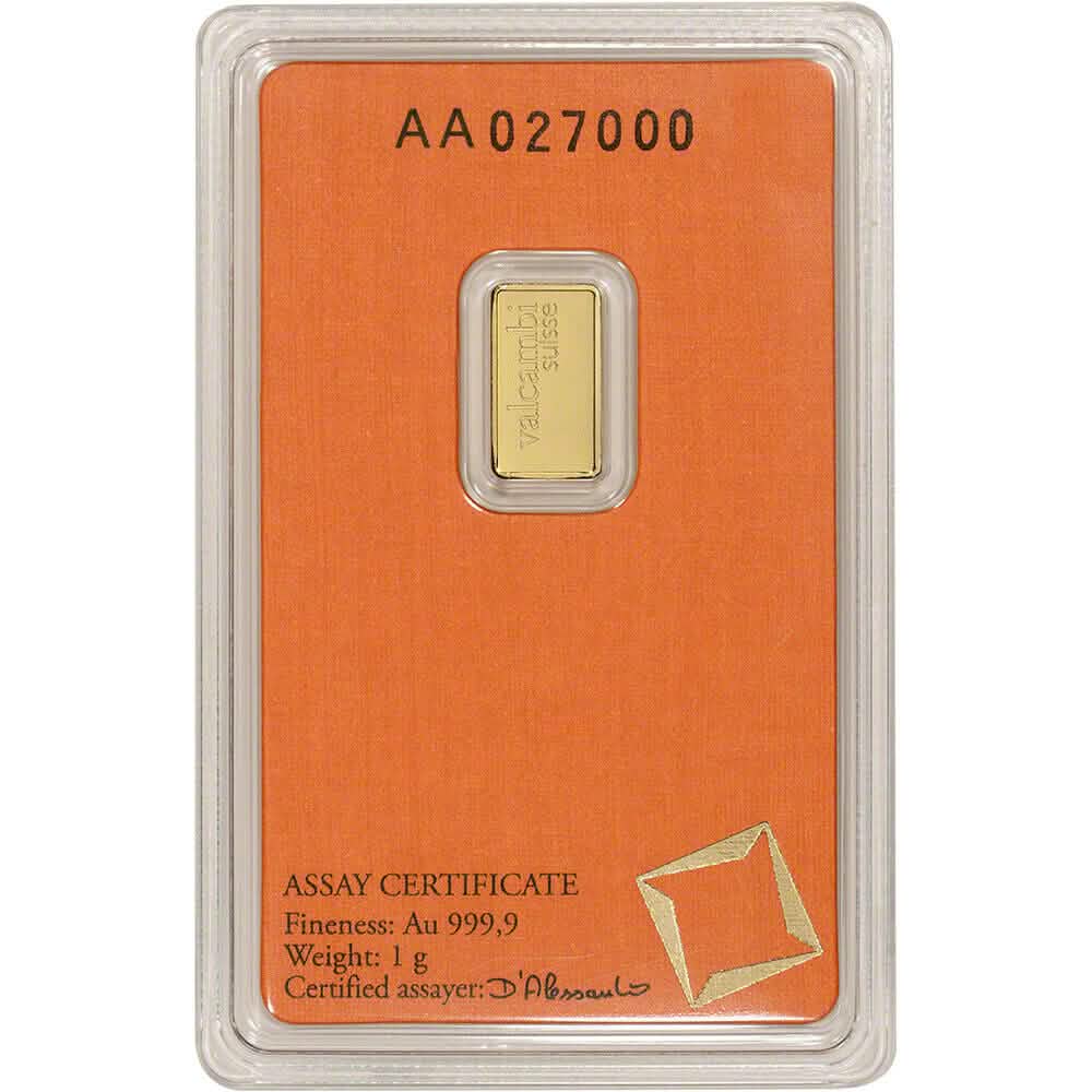 1 Gram Gold Bar - Valcambi Suisse - 999.9 Fine in Sealed Assay Everything Else - DailySale