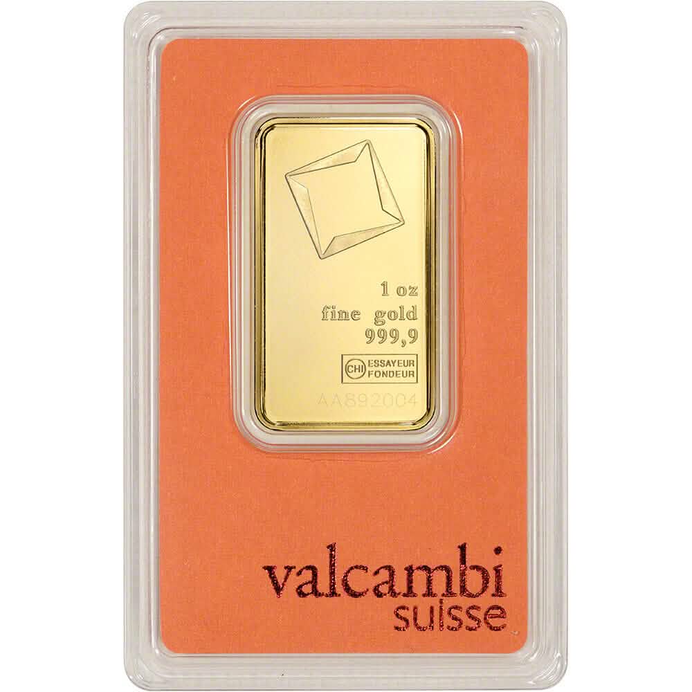 1 oz. Gold Bar Valcambi Suisse 999.9 Fine in Assay Everything Else - DailySale