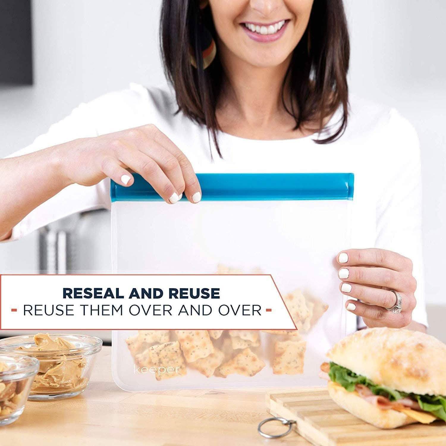 10-Pack: 32 oz Keeper Reusable Ziplock Bags Kitchen Essentials - DailySale