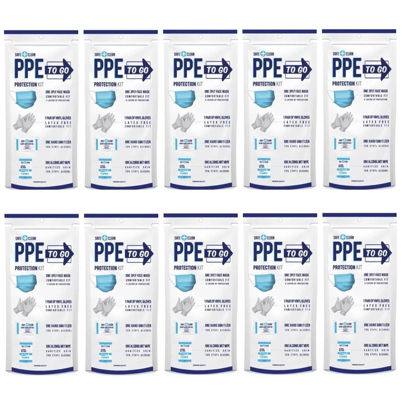 10-Pack: All-In-One Personal Protection Kit To Go Face Masks & PPE - DailySale