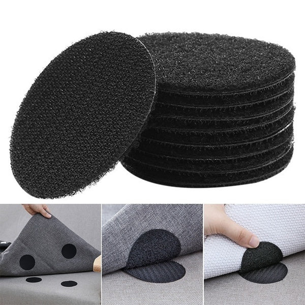 10-Pairs: Anti Curling Carpet Tape Rug Gripper Velcro | Black