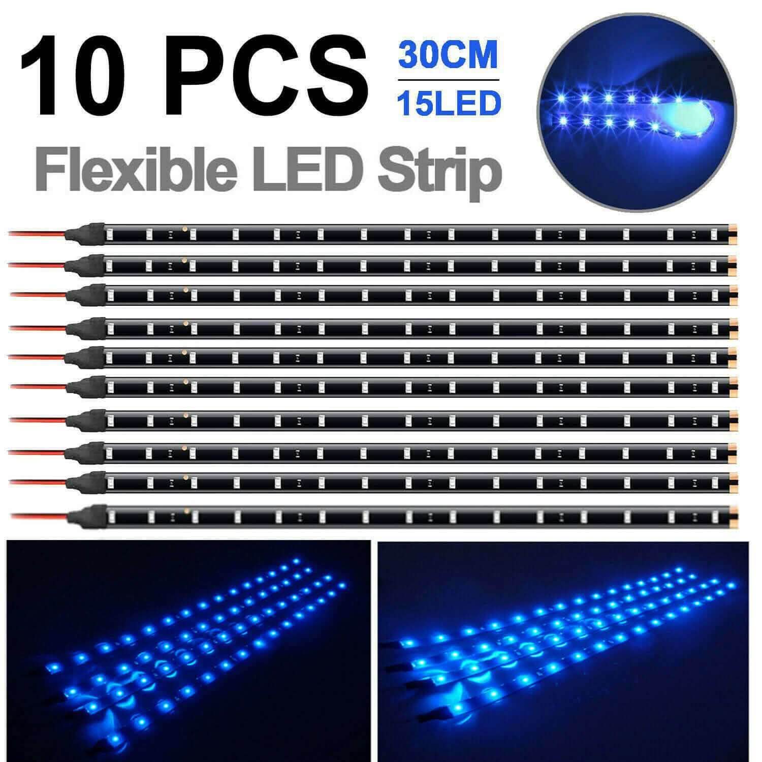 10-Piece: 12" 15SMD Waterproof 12V Flexible LED Strip Light For Car Automotive - DailySale
