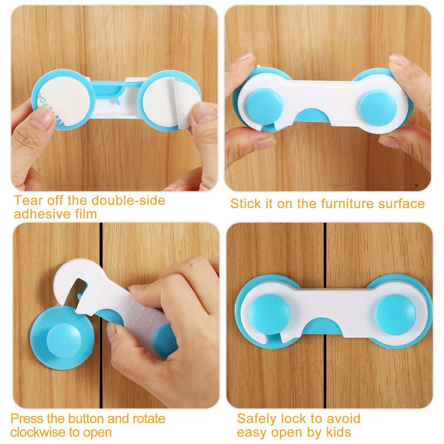 10-Piece: Kids Cabinet Strap Safety Locks Baby - DailySale