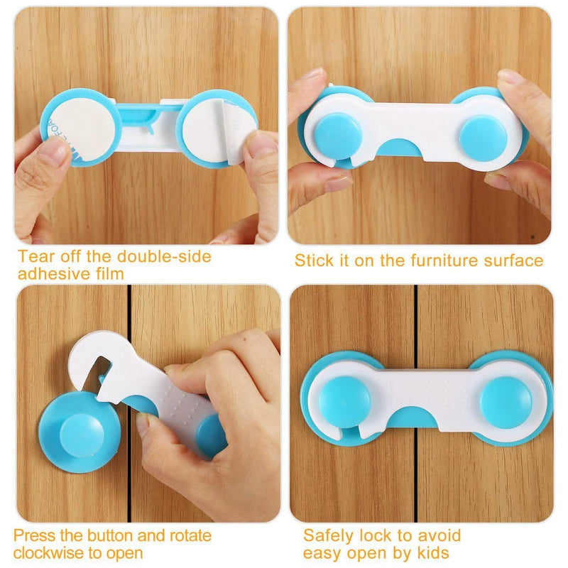 10-Piece: Kids Cabinet Strap Safety Locks Baby - DailySale
