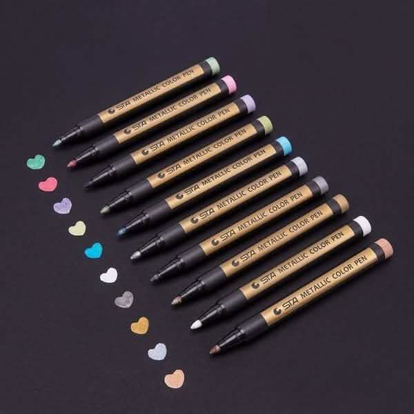 10-Piece: Metallic Paint Marker Pen Permanent Art & Craft Supplies - DailySale