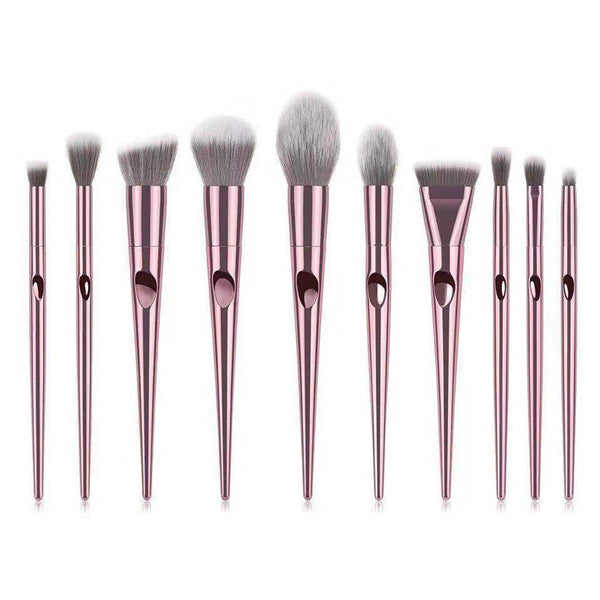 10-Piece: Metallic Premium Cosmetic Makeup Brushes Set Beauty & Personal Care - DailySale
