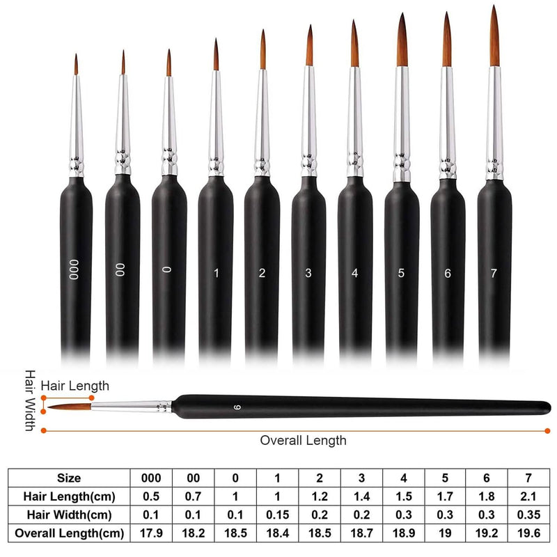 10-Piece: Miniature Detail Paint Brush Set Arts & Crafts - DailySale
