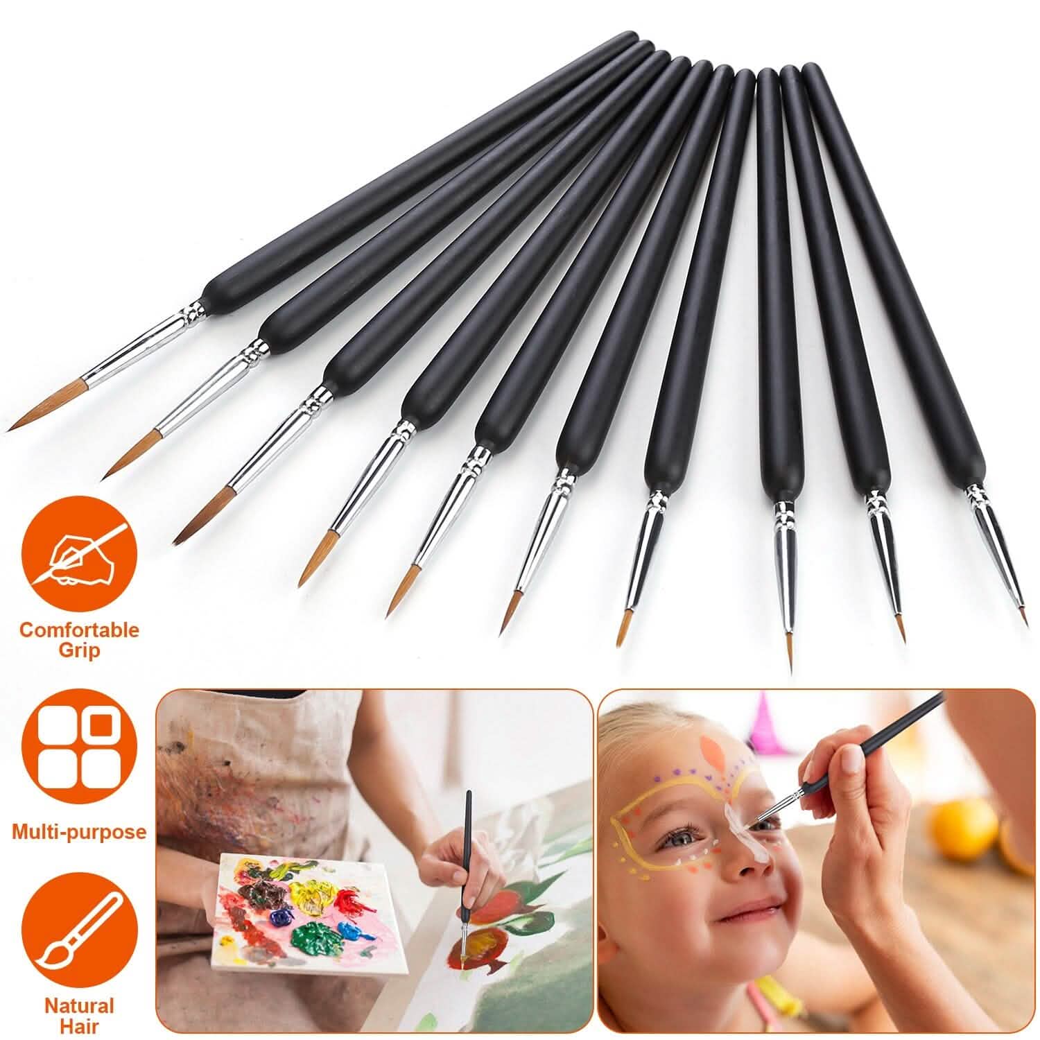 10-Piece: Miniature Detail Paint Brush Set Arts & Crafts - DailySale