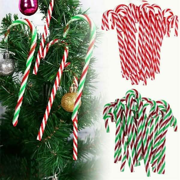 10-Piece: Plastic Candy Cane Ornaments Holiday Decor & Apparel - DailySale