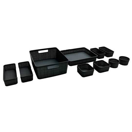 10-Piece: Plastic Woven Storage Basket Set-Nested Home Essentials - DailySale