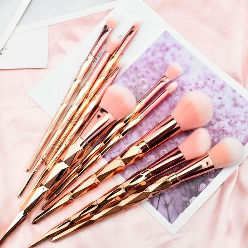 10-Piece: Unicorn Makeup Brush Rose Gold Diamond Handle Set Beauty & Personal Care - DailySale