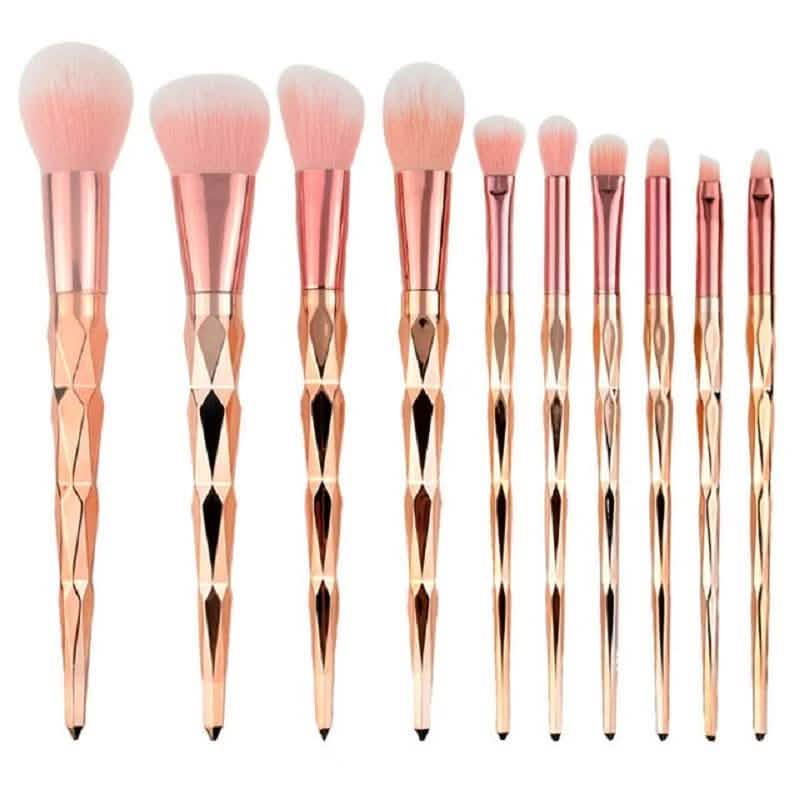 10-Piece: Unicorn Makeup Brush Rose Gold Diamond Handle Set Beauty & Personal Care - DailySale