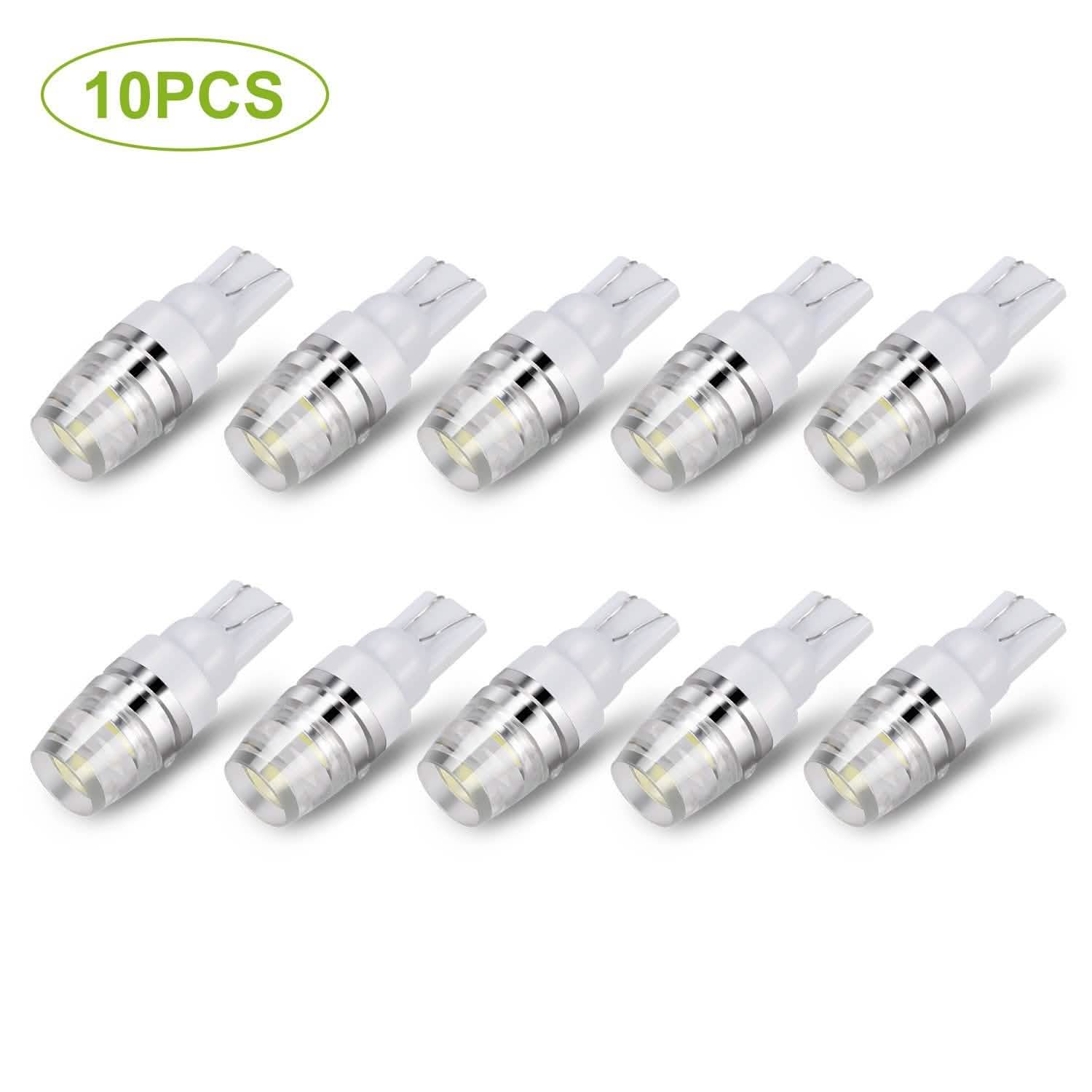 10-Piece: Xenon White Wedge Base LED Bulbs Automotive - DailySale
