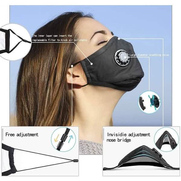10-Pieces: Double Breathing Valve PM 2.5 Mask Respirator Face Masks & PPE - DailySale