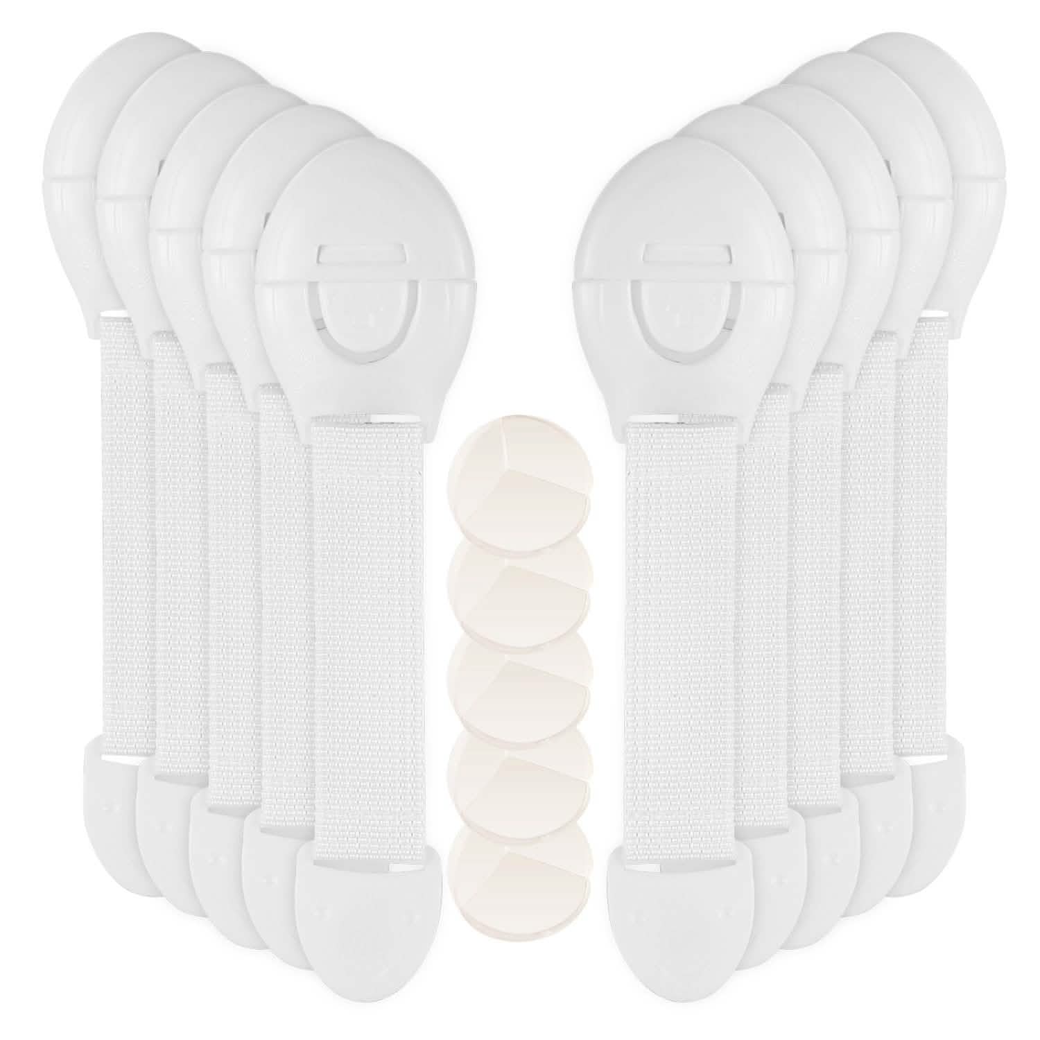 10-Pieces: Kids Safety Locks with 5 Furniture Corner Protectors Baby - DailySale