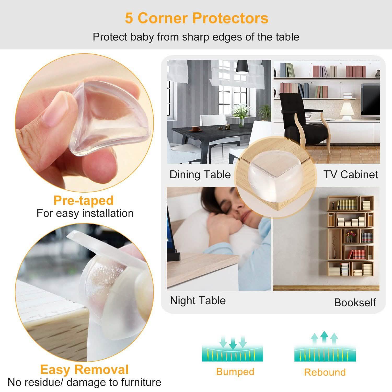 10-Pieces: Kids Safety Locks with 5 Furniture Corner Protectors Baby - DailySale