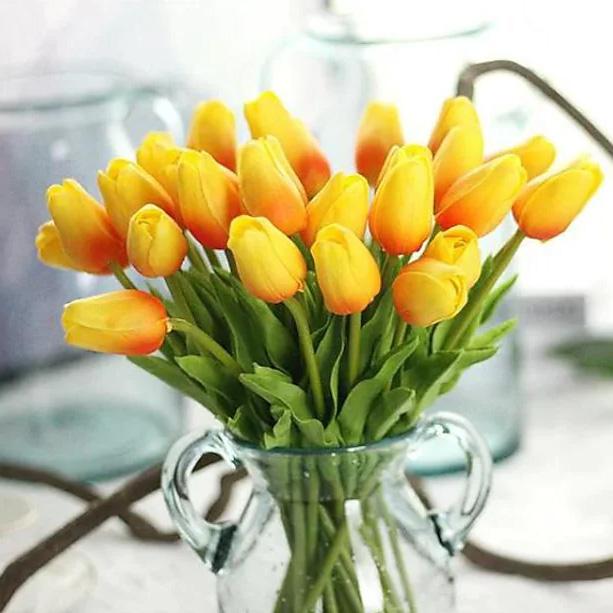10-Pieces: PU Modern Style Bouquet Tabletop Flower Bouquet Furniture & Decor Orange - DailySale
