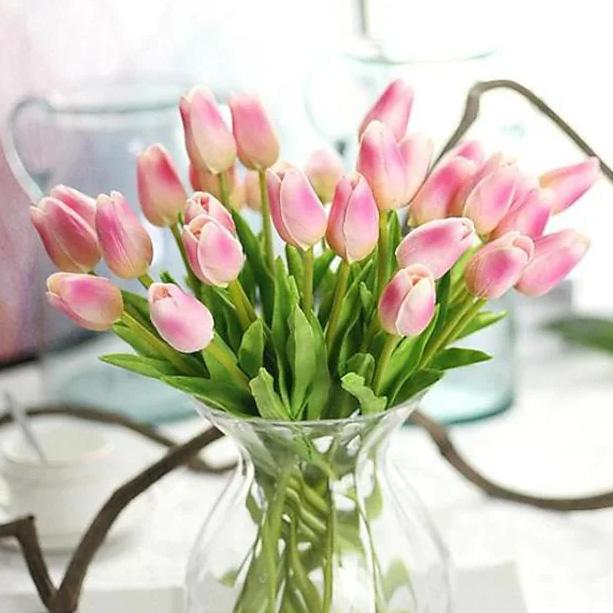 10-Pieces: PU Modern Style Bouquet Tabletop Flower Bouquet Furniture & Decor Pink - DailySale