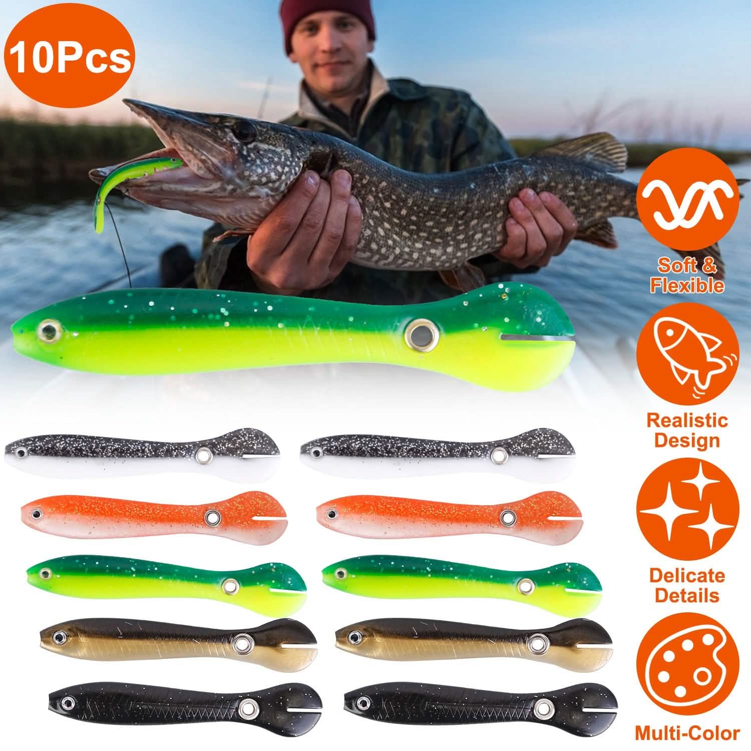10-Pieces: Realistic Bass Loach Swimming Lure Sports & Outdoors - DailySale
