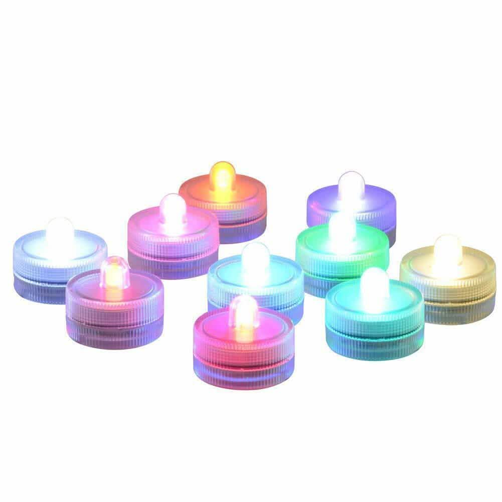 10-Pieces: RGB Submersible Waterproof LED Tea Lights Flameless Candles Lighting & Decor - DailySale