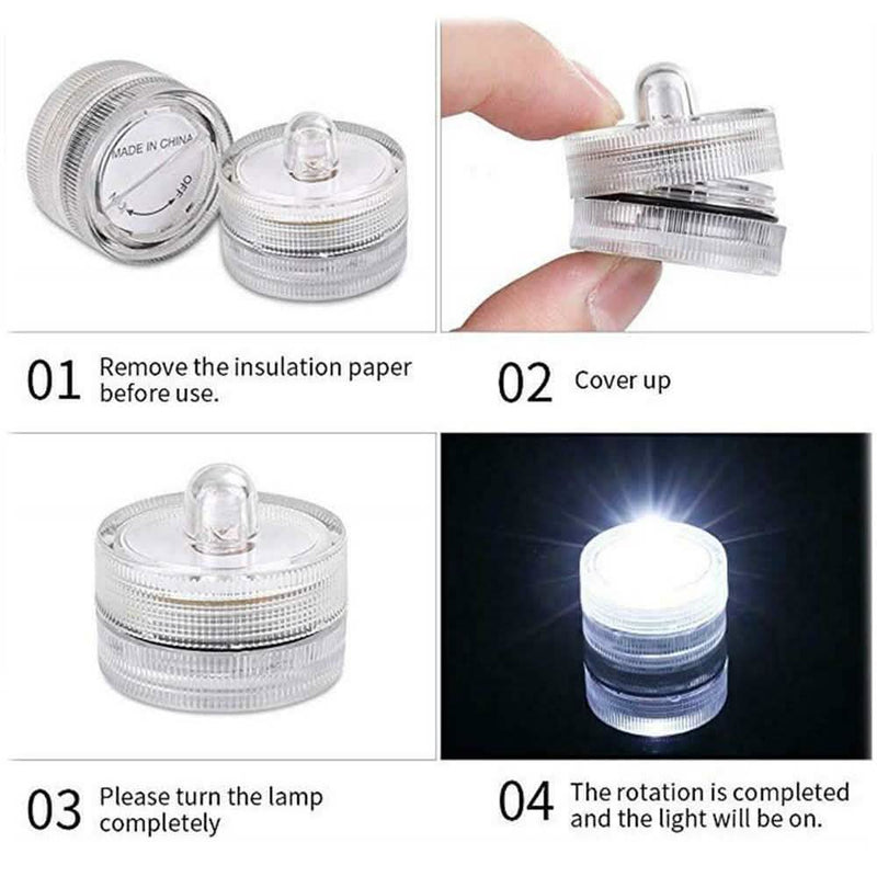 10-Pieces: Warm White Submersible Waterproof LED Tea Lights Flameless Candles Lighting & Decor - DailySale