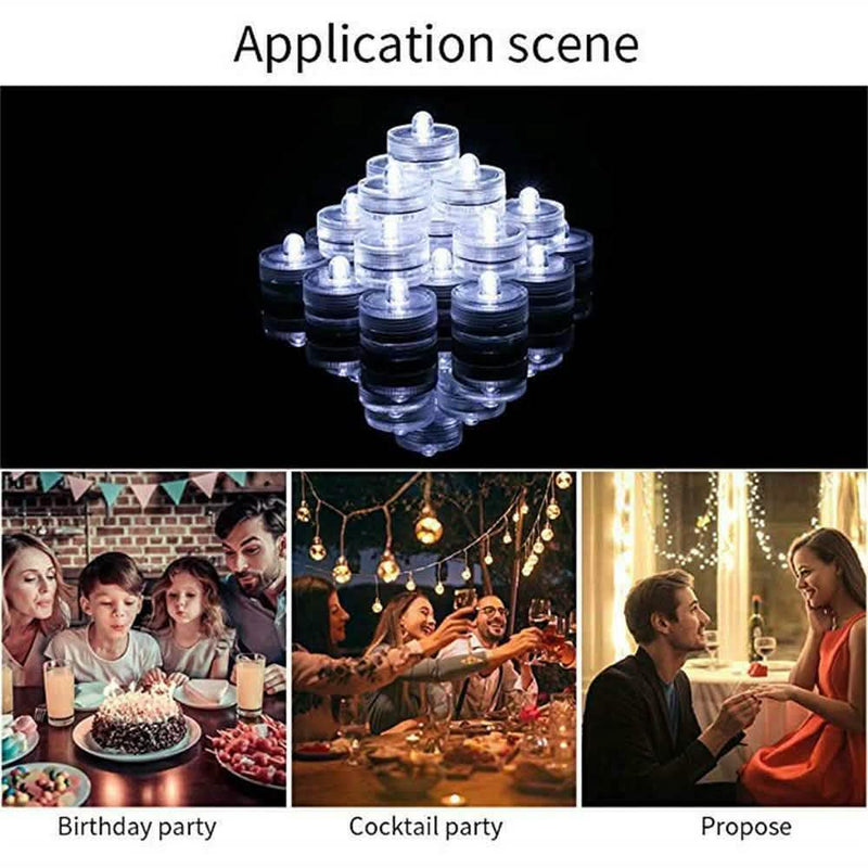 10-Pieces: Warm White Submersible Waterproof LED Tea Lights Flameless Candles Lighting & Decor - DailySale