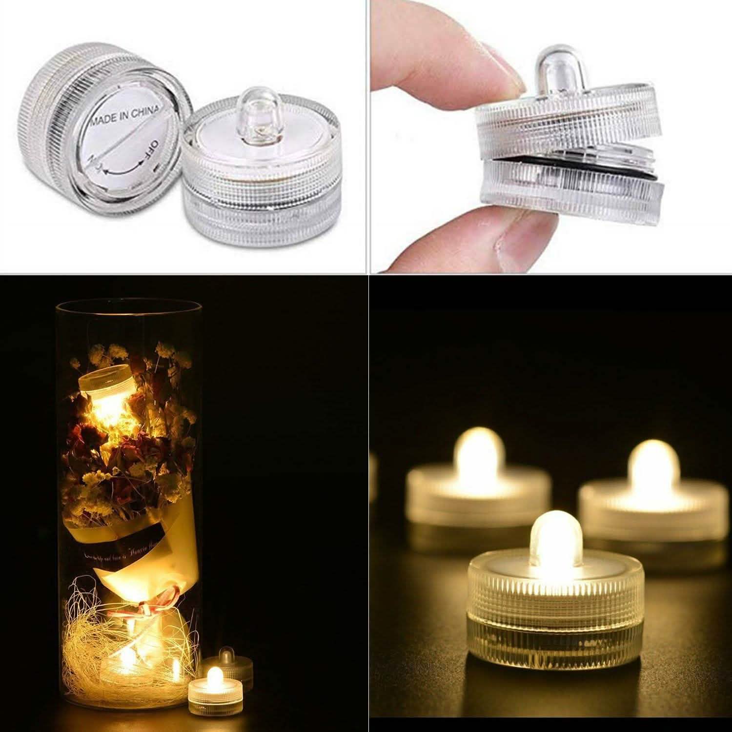 10-Pieces: Warm White Submersible Waterproof LED Tea Lights Flameless Candles Lighting & Decor - DailySale