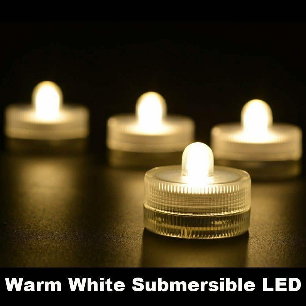 10-Pieces: Warm White Submersible Waterproof LED Tea Lights Flameless Candles Lighting & Decor - DailySale