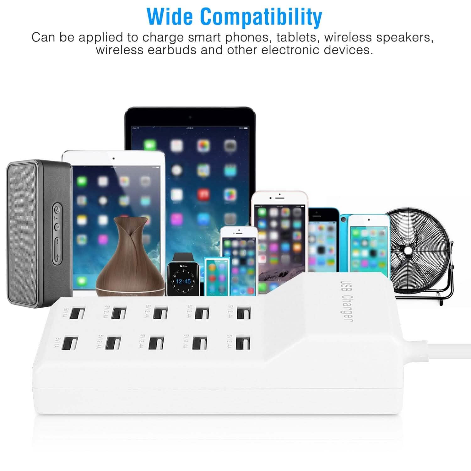 10-Ports 50W USB Wall Fast Charging Power Adapter Mobile Accessories - DailySale