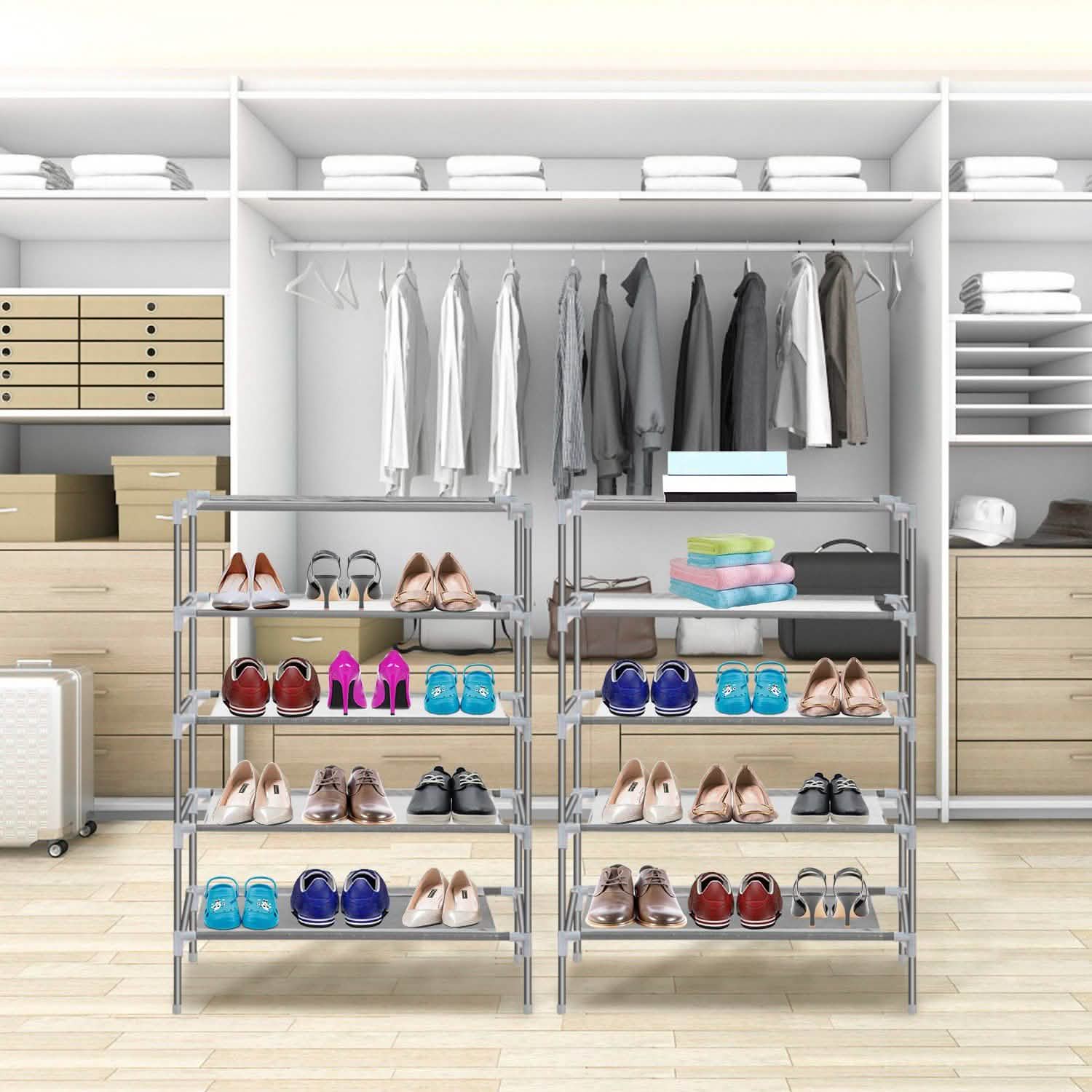 10-Tier Shoe Rack Shelves 27 Pairs Shoes Organizer Closet & Storage - DailySale