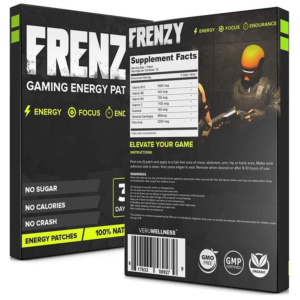 100% Natural Frenzy Gaming Energy Patches Wellness - DailySale