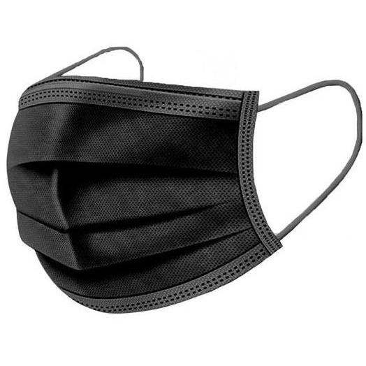 3-Layer Disposable Protective Face Masks (100-pack), shown in black