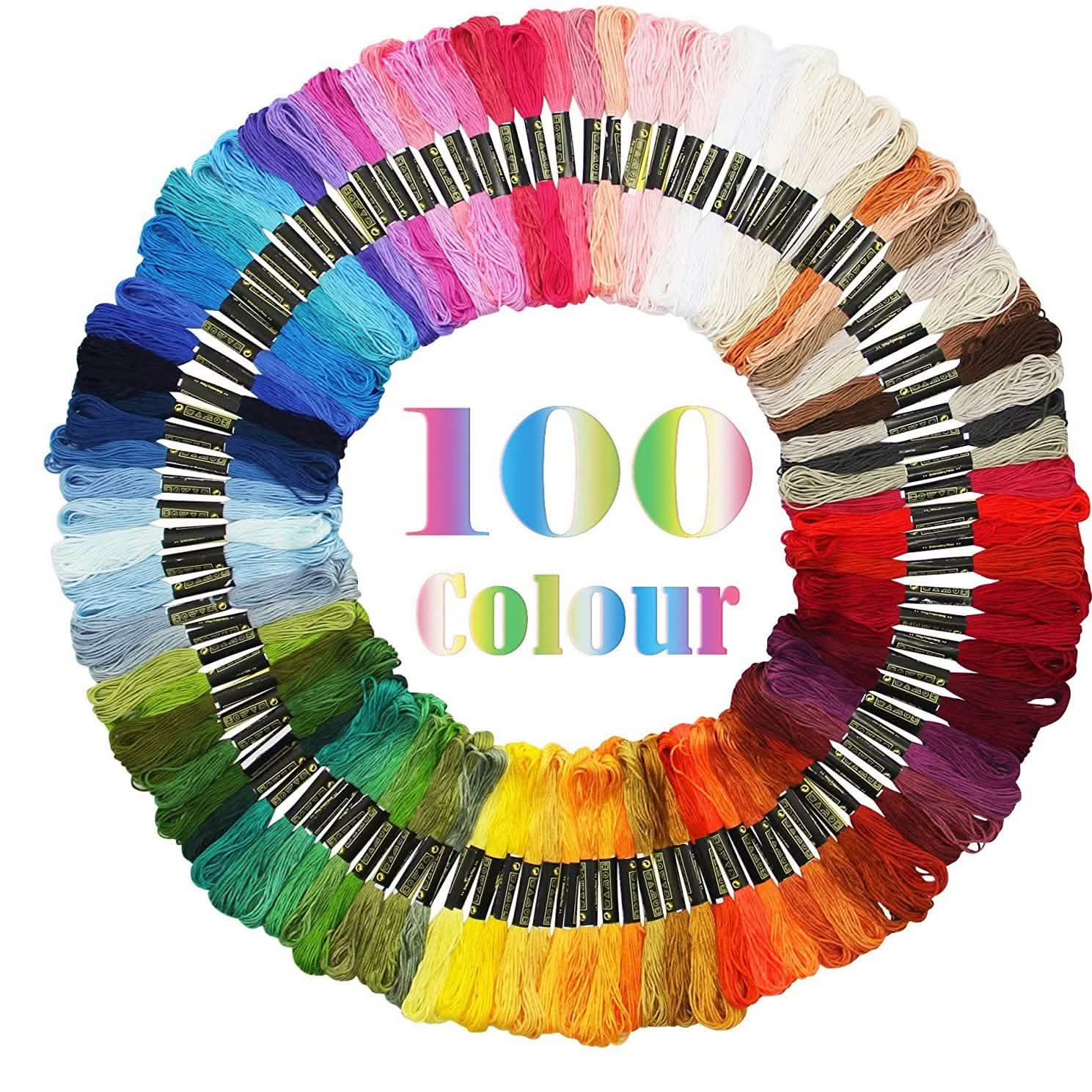 100-Pack: ATDAWN Rainbow Color Embroidery, Cross Stitch Threads Art & Craft Supplies - DailySale