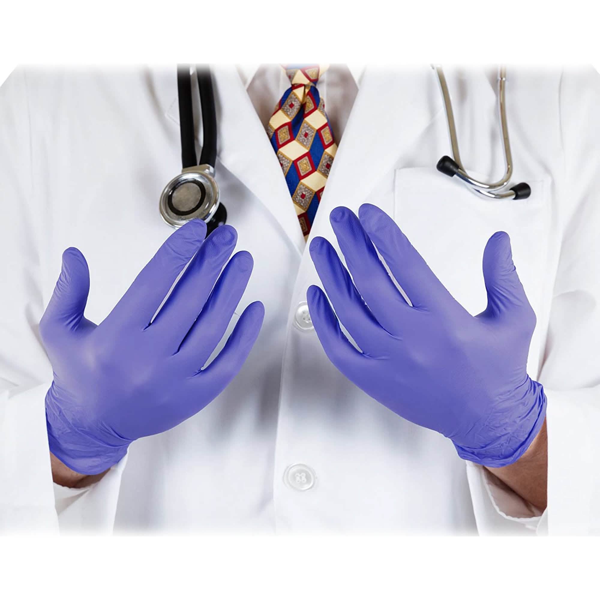 100-Pack: Nitrile Powder Free Violet Medium Gloves Face Masks & PPE - DailySale
