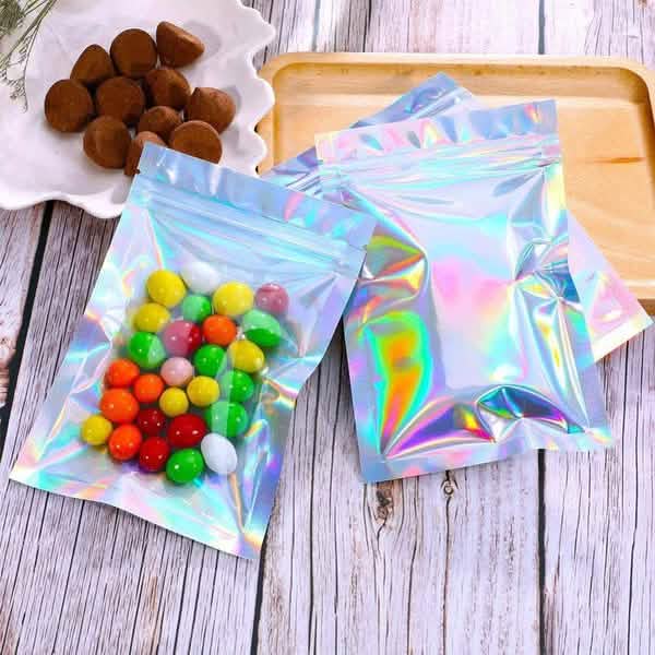 100-Pack: Resealable Holographic Foil Bags Kitchen Storage - DailySale