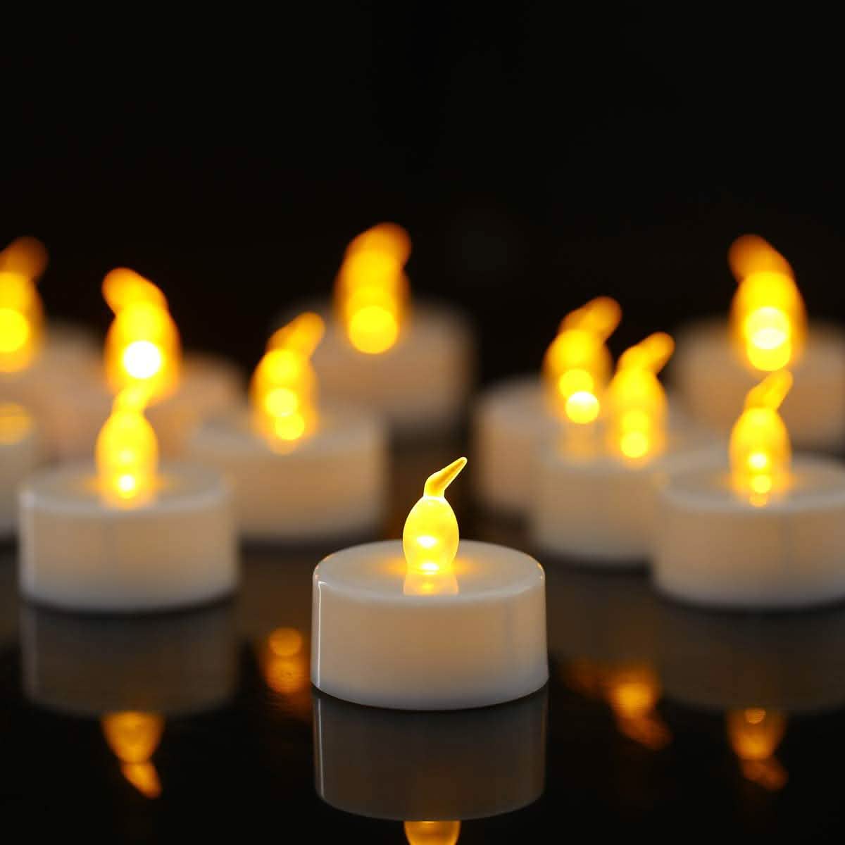 100-Piece: Amber Yellow LED Candle Tea Light Flameless Steady Tealight Lighting & Decor - DailySale