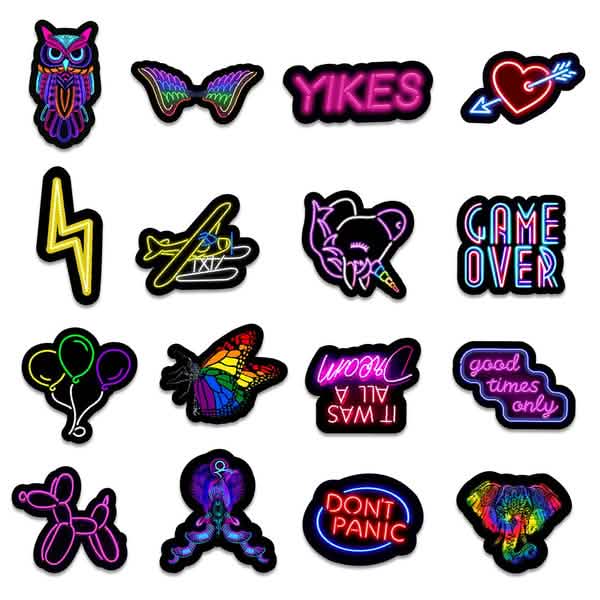100-Piece: Cartoon Neon Light Graffiti Stickers Art & Craft Supplies - DailySale