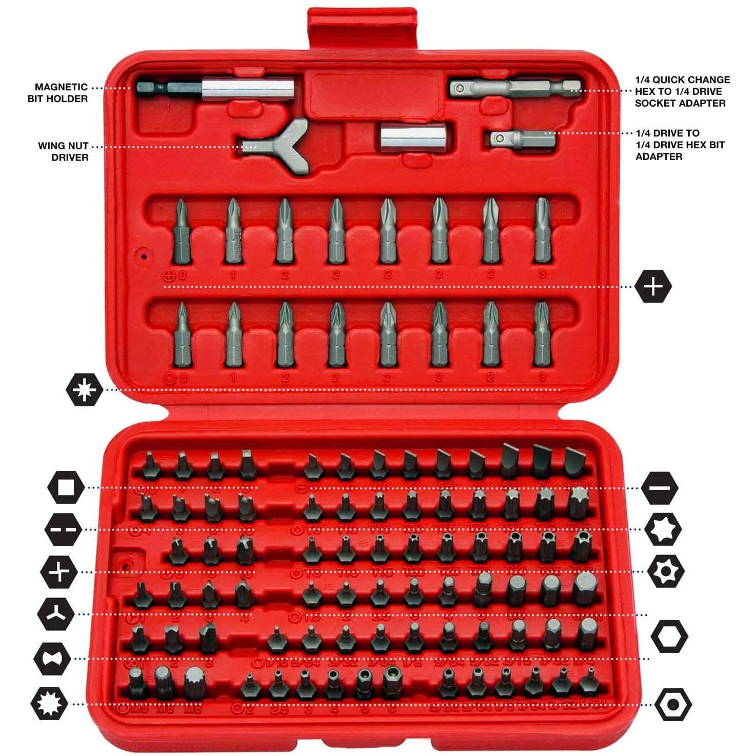 100-Piece: Neiko 10048A Premium Security Bit Set Home Improvement - DailySale