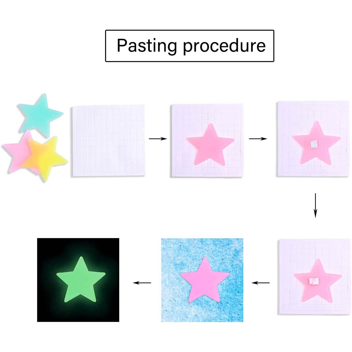 100-Pieces: Colorful Luminous Stars Plastic Wall Sticker Art & Craft Supplies - DailySale