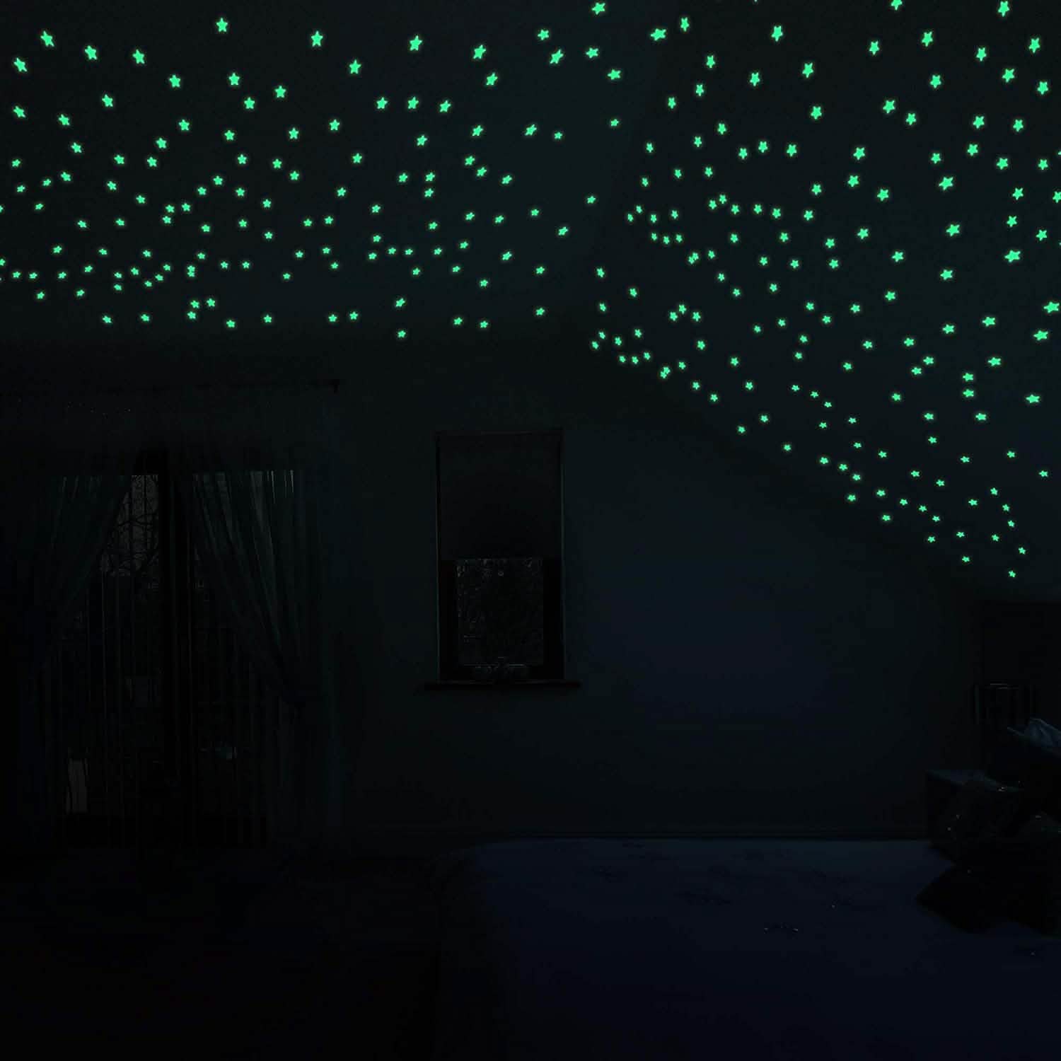 100-Pieces: Colorful Luminous Stars Plastic Wall Sticker Art & Craft Supplies - DailySale