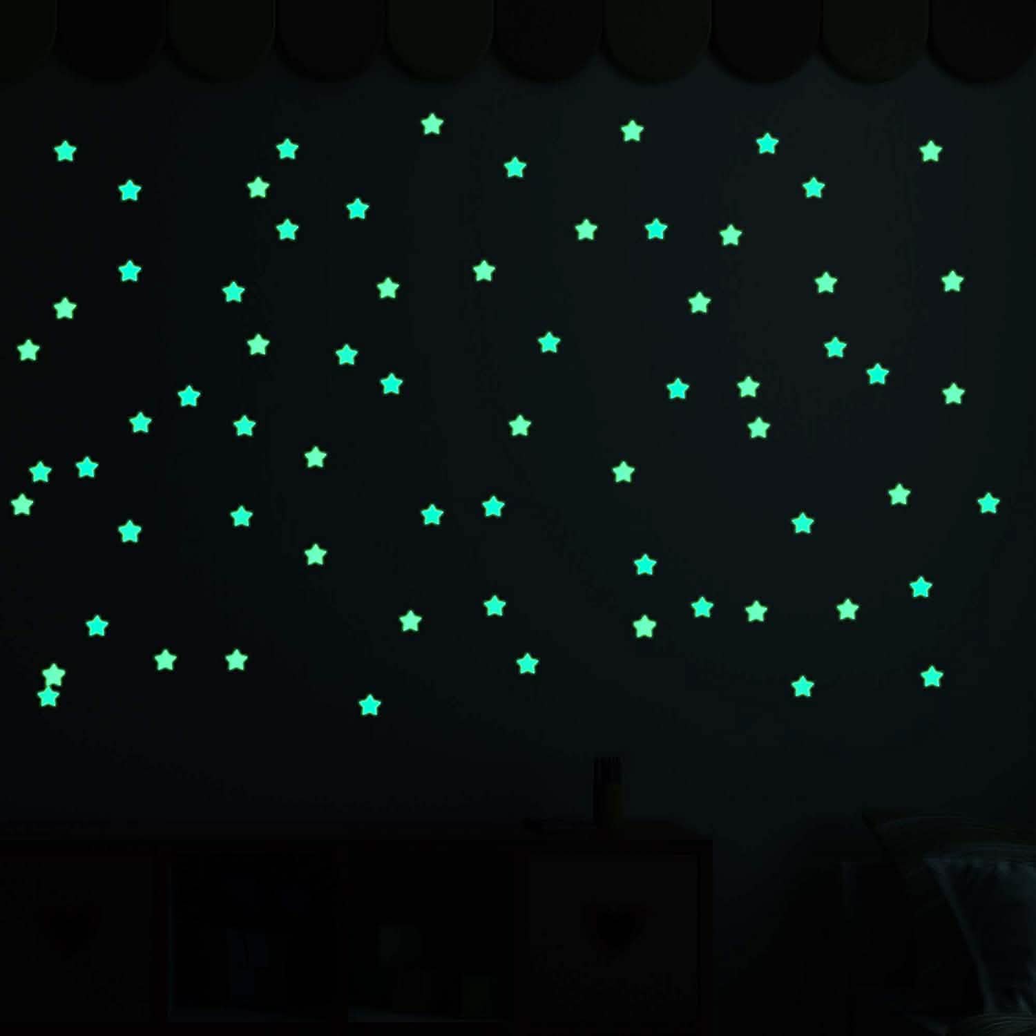 100-Pieces: Colorful Luminous Stars Plastic Wall Sticker Art & Craft Supplies - DailySale