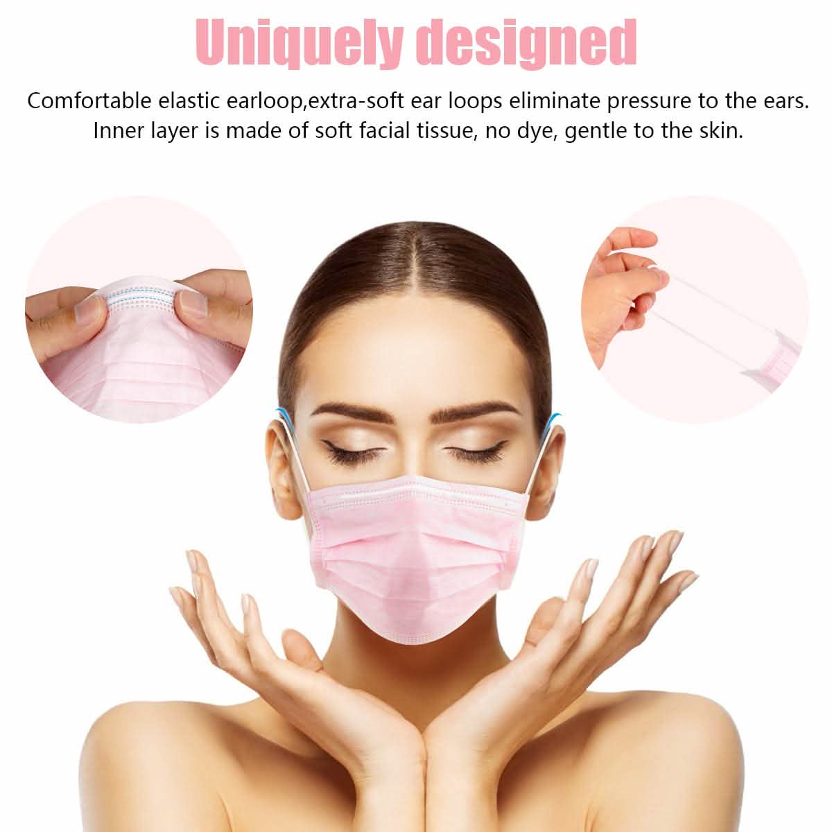 100-Pieces: Disposable 3 Ply Earloop Face Masks Face Masks & PPE - DailySale