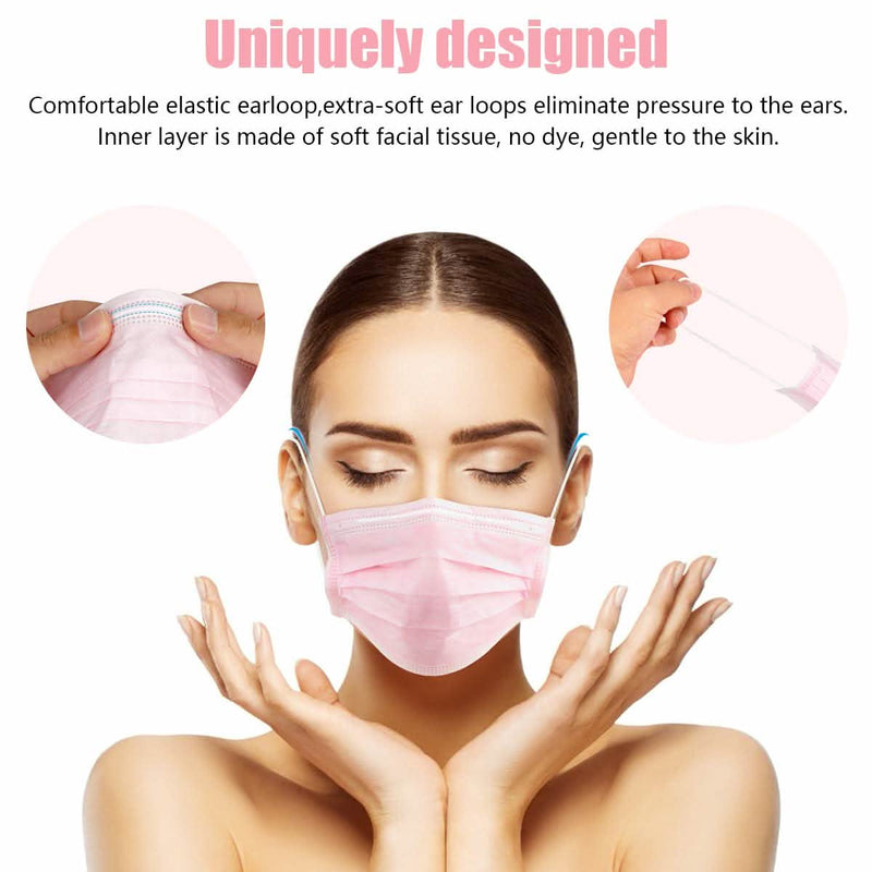 100-Pieces: Disposable 3 Ply Earloop Face Masks Face Masks & PPE - DailySale