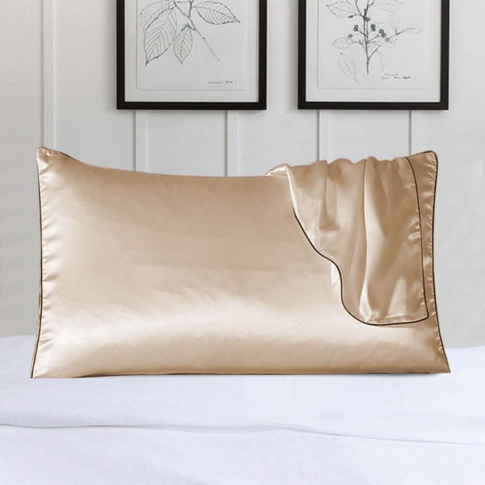 100% Silk Pillow Cover With Trim Linen & Bedding Beige - DailySale