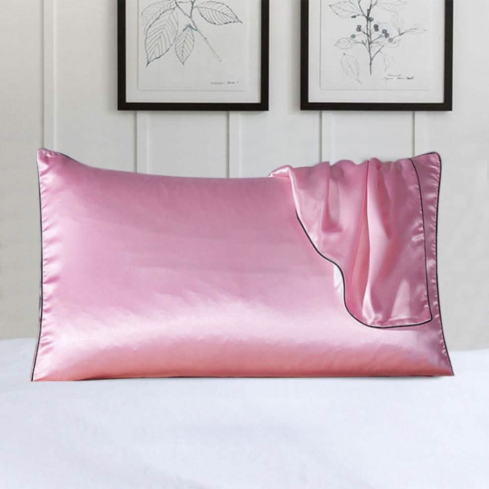 100% Silk Pillow Cover With Trim Linen & Bedding Pink - DailySale