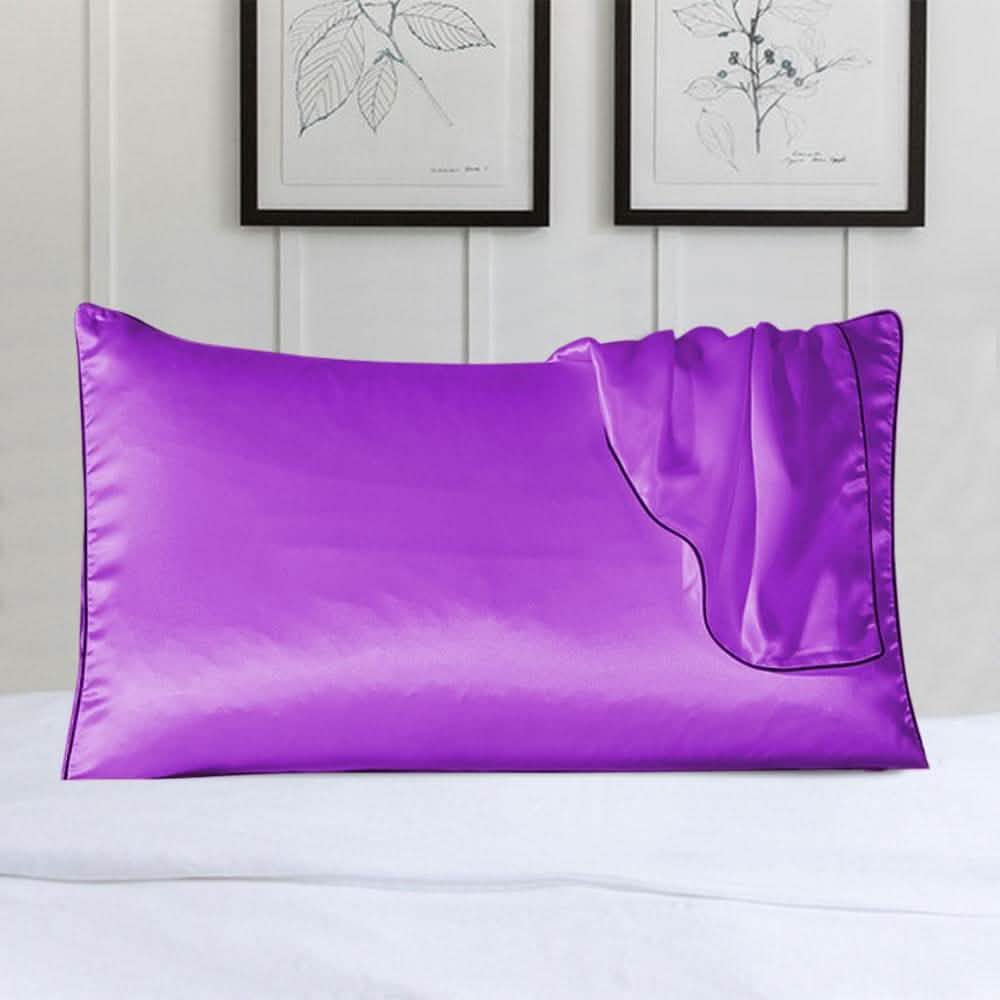 100% Silk Pillow Cover With Trim Linen & Bedding Purple - DailySale