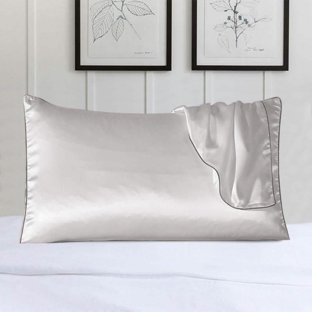 100% Silk Pillow Cover With Trim Linen & Bedding White - DailySale
