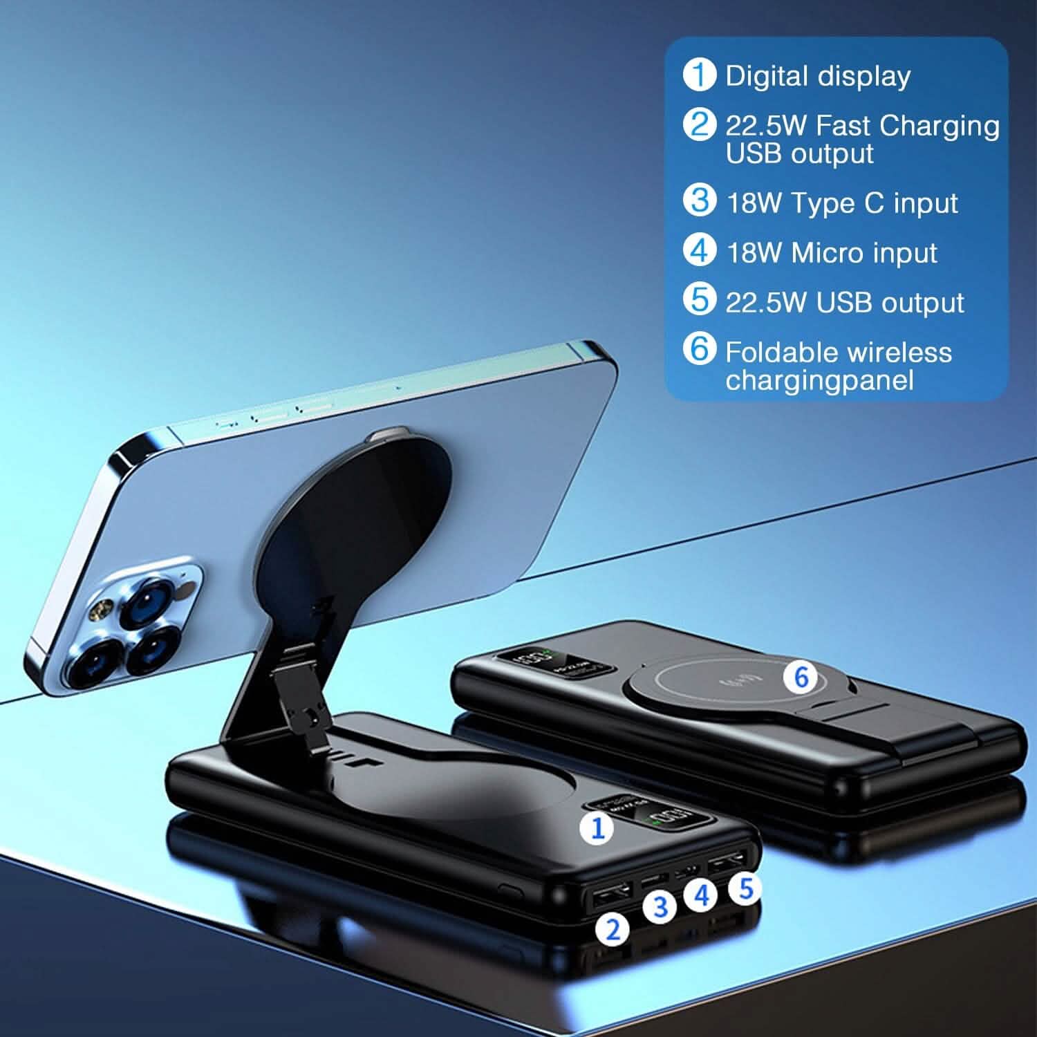 1000 mAh Wireless Foldable Power Bank Mobile Accessories - DailySale