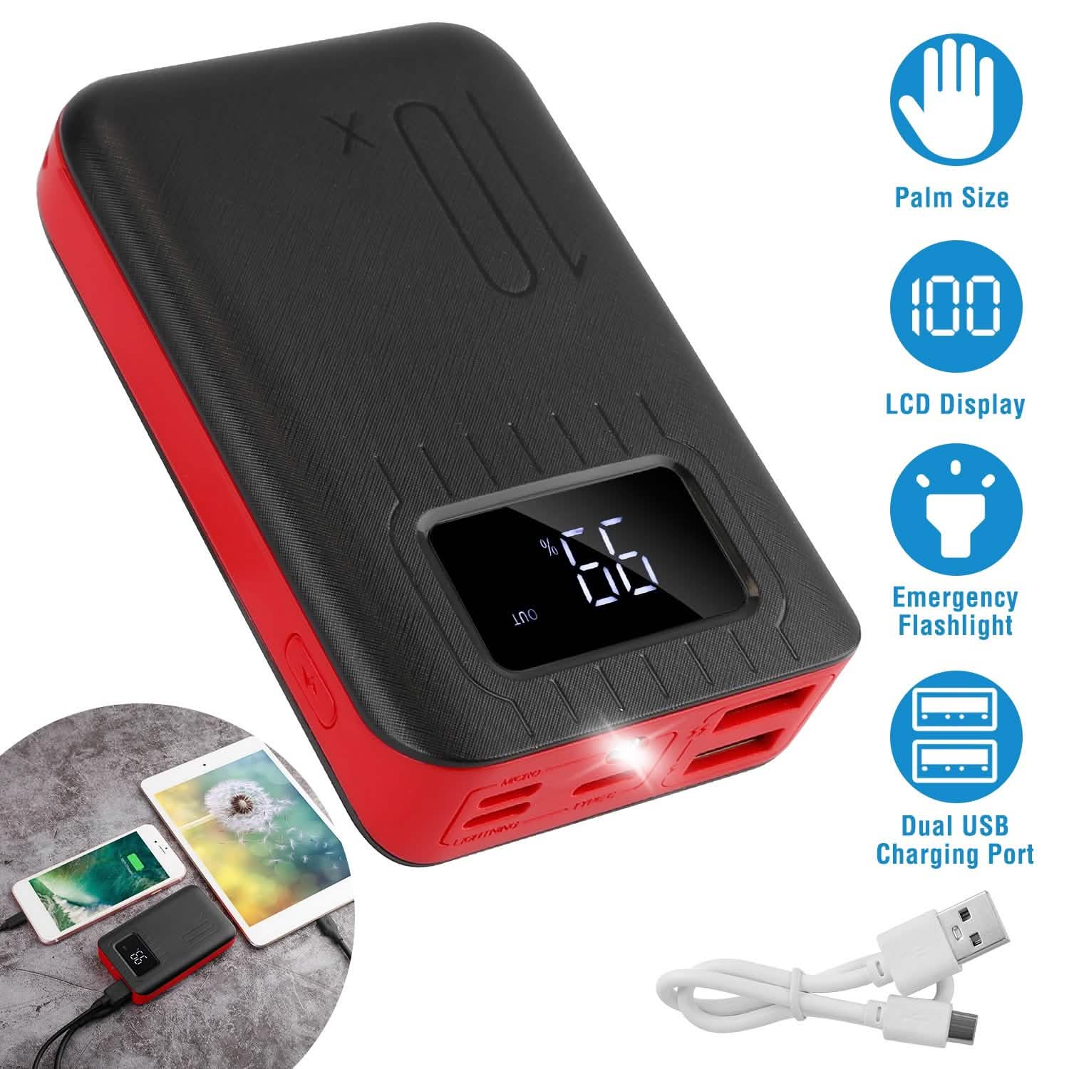 10000 mAh Portable Powerbank Dual USB Charger Port with LCD Display Mobile Accessories - DailySale