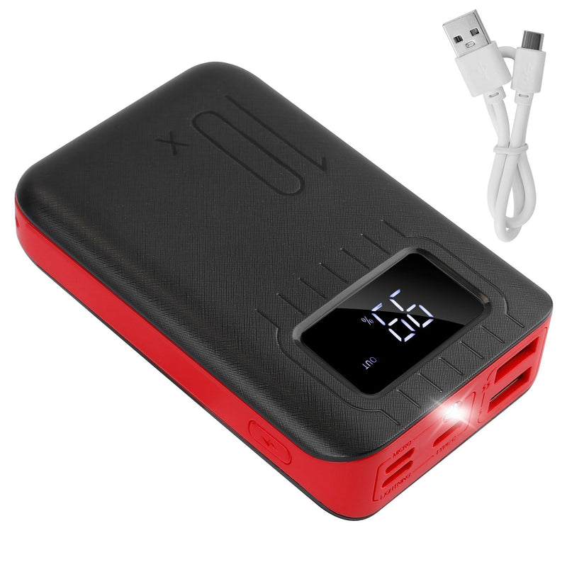 10000 mAh Portable Powerbank Dual USB Charger Port with LCD Display Mobile Accessories Red - DailySale